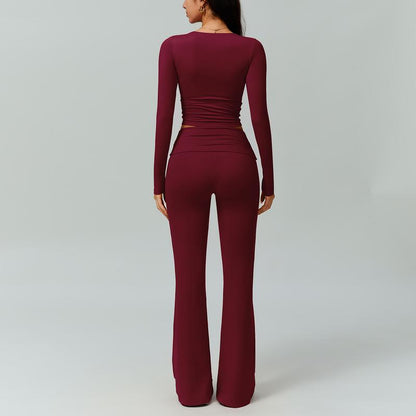 TIMEOFF Women'S 2-Piece Long Sleeve Plunging V-Neck Set - Foldable Waistband, 2 Wearing Styles, Solves Style Boredom & Fit Flaws, Perfect for Gym, Casual Outings & Daily Fashion,Sweatsuit Set Outfit,Comfort Sweat Set,Sweatsuits Women