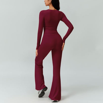 TIMEOFF Women'S 2-Piece Long Sleeve Plunging V-Neck Set - Foldable Waistband, 2 Wearing Styles, Solves Style Boredom & Fit Flaws, Perfect for Gym, Casual Outings & Daily Fashion,Sweatsuit Set Outfit,Comfort Sweat Set,Sweatsuits Women